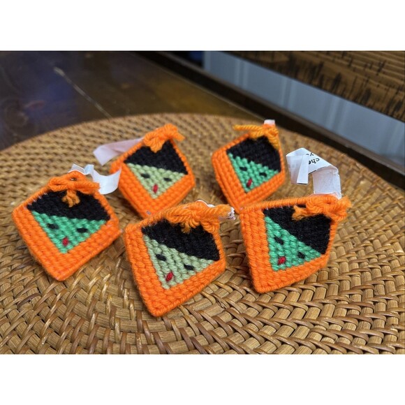 5 Handmade Plastic Monster Halloween Treat Containers , Boo Bags, Spooky - Picture 1 of 4